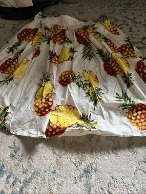 Women’s White Pineapple Print A-Line Skirt